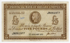 Northern Ireland 5 Pounds 1972
P# 246, N# 222903; # JN061977; VF