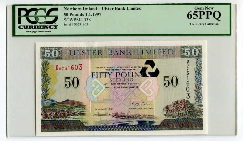 Northern Ireland 50 Pounds 1997 PCGS 65
P# 338, N# 222711; # D0731603; Ulster B...