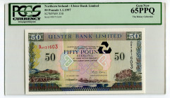 Northern Ireland 50 Pounds 1997 PCGS 65
P# 338, N# 222711; # D0731603; Ulster Bank Limited