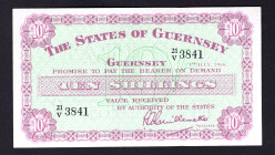 Guernsey 10 Shillings 1966
P# 42c, N# 211002; # 21V3841; Rare note; AUNC