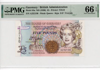 Guernsey 5 Pounds 1996 (ND) PMG 66
P# 56a, N# 211066; # A232190; Elizabeth II