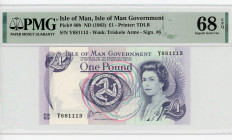 Isle of Man 1 Pound 1983 (ND) PMG 68
P# 40b, N# 202304; # Y681113; Elizabeth II