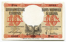 Albania 10 Lek 1940 (ND)
P# 11, N# 239660; # P64 4364; Italian occupation; XF