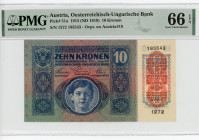 Austria 10 Kronen 1915 (1919) (ND) Overprint PMG 66
P# 51a, # 1272 185543; Overprint on Austria P# 19