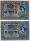 Austria 2 x 1000 Kronen 1902 (1919) (ND)
P# 59, N# 206950; VF-XF