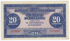 Austria 20 Schilling 1944 Allied Military Authority
P# 107, N# 218501; UNC-