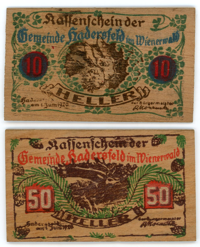 Austria Hardersfeld 10 - 50 Heller 1920 (ND) Wooden Notgeld
XF-AUNC