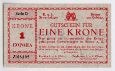 Austria - Hungary 1 Krone 1920 (ND) POW Lager Notes
P# NL, # 08192; XF