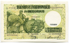 Belgium 50 Francs / 10 Belgas 1945
P# 106, N# 208155; # 6222B0940; AUNC
