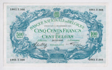 Belgium 500 Francs / 100 Belgas 1941
P# 109, N# 208674; # 1061Y366; XF