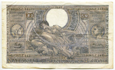 Belgium 100 Francs 1943
P# 112, N# 204257; # 10265.C.343 256602343; VF
