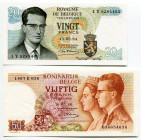 Belgium 20 - 50 Francs 1964 - 1966
P# 138, 139, # 1Y8285403, 036654636; UNC