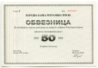 Bosnia & Herzegovina 50 Deutsche Mark 1994
# 037447; Republika Srpska , Military Bond; XF+