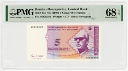 Bosnia & Herzegovina 5 Convertible Maraka 1998 (ND) PMG 68
P# 61a, N# 211180; # A0020302