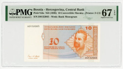 Bosnia & Herzegovina 10 Convertible Maraka 1998 (ND) PMG 67
P# 63a, N# 216676; # D0132083