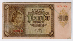 Croatia 1000 Kuna 1941
P# 4, # Q0702504; VF