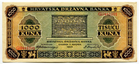 Croatia 1000 Kuna 1943
P# 12, N# 208513; # G0441091; XF