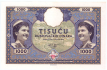 Croatia Ragusa 1000 Dinara 2019 Specimen "Ragusa / Dubrovnik"
# R.01 000355; Fantasy Banknote; Limited Edition; Made by Matej Gábriš; BUNC