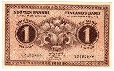 Finland 1 Markka 1918
P# 35, N# 214691; # 10490689; UNC