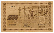 Finland 1000 Markkaa 1922 (1931 - 1945)
P# 67a, N# 330689; # K821183; Litt.C; VF