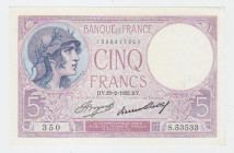 France 5 Francs 1933
P# 72e, N# 206630; # 350 S.53533; UNC-