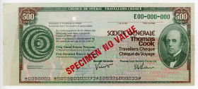 France 500 Francs Cheque Thomas Cook 1980-th (ND) Specimen
UNC-