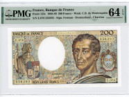 France 200 Francs 1988 - 1989 PMG 64
P# 155c, N# 204552; # E.076 356293
