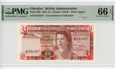 Gibraltar 1 Pound 1979 PMG 66
P# 20b, N# 202086; # K231457; Elizabeth II
