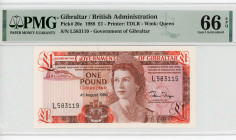 Gibraltar 1 Pound 1988 PMG 66
P# 20e, N# 202086; # L583119; Elizabeth II