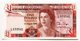 Gibraltar 1 Pound 1988
P# 20, N# 202086; # L639541; Elizabeth II; UNC