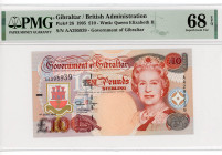 Gibraltar 10 Pounds 1995 PMG 68
P# 26, N# 235716; # AA295939; Elizabeth II