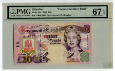 Gibraltar 20 Pounds 2006 PMG 67 Commemorative ISuue
P# 33a, # AB018437; Elizabeth II