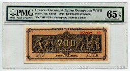 Greece 200000000 Drachmai 1944 PMG 65
P# 131a, N# 207625; # 358932XB
