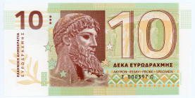 Greece 10 Eurodrachmas 2015
# 000397; Greek god Zeus; Drachma ancient coin, Temple of Zeus; Made by Matej Gábriš; UNC