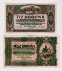 Hungary 10 - 20 Korona 1920
P# 60, 61, N# 208460, N# 208461; VF-XF