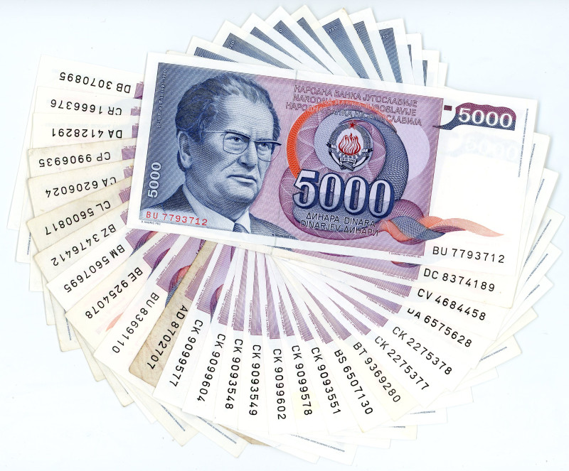 Yugoslavia 26 x 5000 Dinara 1985
P# 93, N# 204493; F-UNC