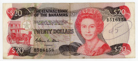 Bahamas 20 Dollars 1974 -1984
P# 47a, N# 226577; # B516158; Sign: W.C. Allen - Rare; VF