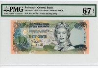 Bahamas 1/2 Dollar 2001 PMG 67
P# 68, N# 204942; # A1410745; Elizabeth II