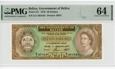 Belize 20 Dollars 1976 PMG 64
P# 37c, N# 276381; # E/2 403446; Elizabeth II