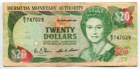Bermuda 20 Dollars 1989
P# 37b, N# 275849; # B/2 747029; VF