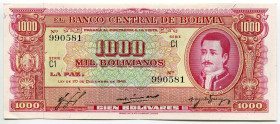 Bolivia 1000 Bolivianos 1945
P# 149, N# 224928; # C1 990581; UNC