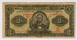 Brazil 2 Mil Reis 1923
P# 17, # 060,637; VF+