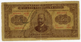 Brazil 5 Mil Reis 1922
P# 27, # 083852; E.17A; F-VF