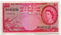 British Caribbean Territories 1 Dollar 1963
P# 7c, N# 223002; # M4-013138; XF
