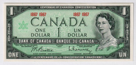 Canada 1 Dollar 1967 Centennial of Canadian Confederation
P# 84, N# 201714; # 18671967; UNC