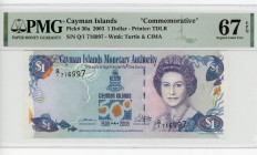 Cayman Islands 1 Dollar 2003 PMG 67
P# 30a, N# 223582; # Q/1 716997; Elizabeth II