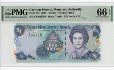 Cayman Islands 1 Dollar 2006 PMG 66
P# 33c, N# 210874; # C/6 608196; Elizabeth II