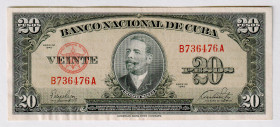 Cuba 20 Pesos 1949
P# 80a, N# 219705; # B736476A; XF