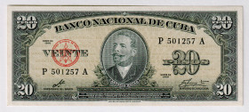 Cuba 20 Pesos 1960
P# 80c, N# 219705; # P501257A; UNC