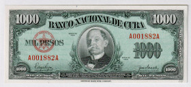 Cuba 1000 Pesos 1950
P# 84a, N# 219520; # A001882A; UNC